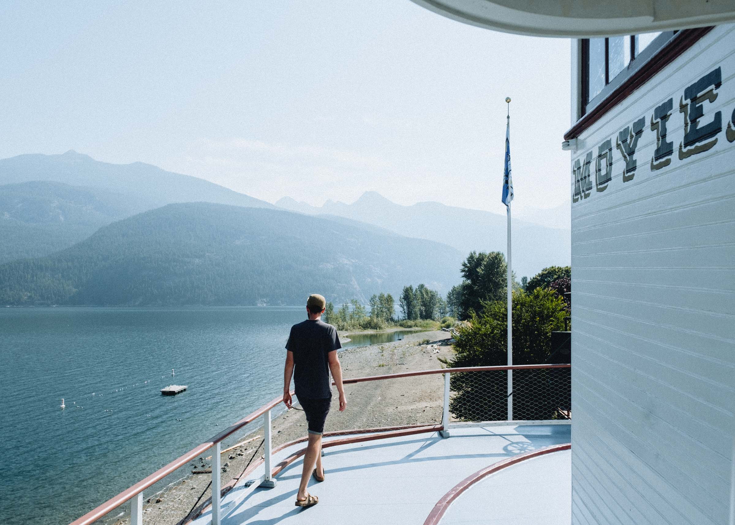 On deck and docked on the shores of Kootenay Lake
