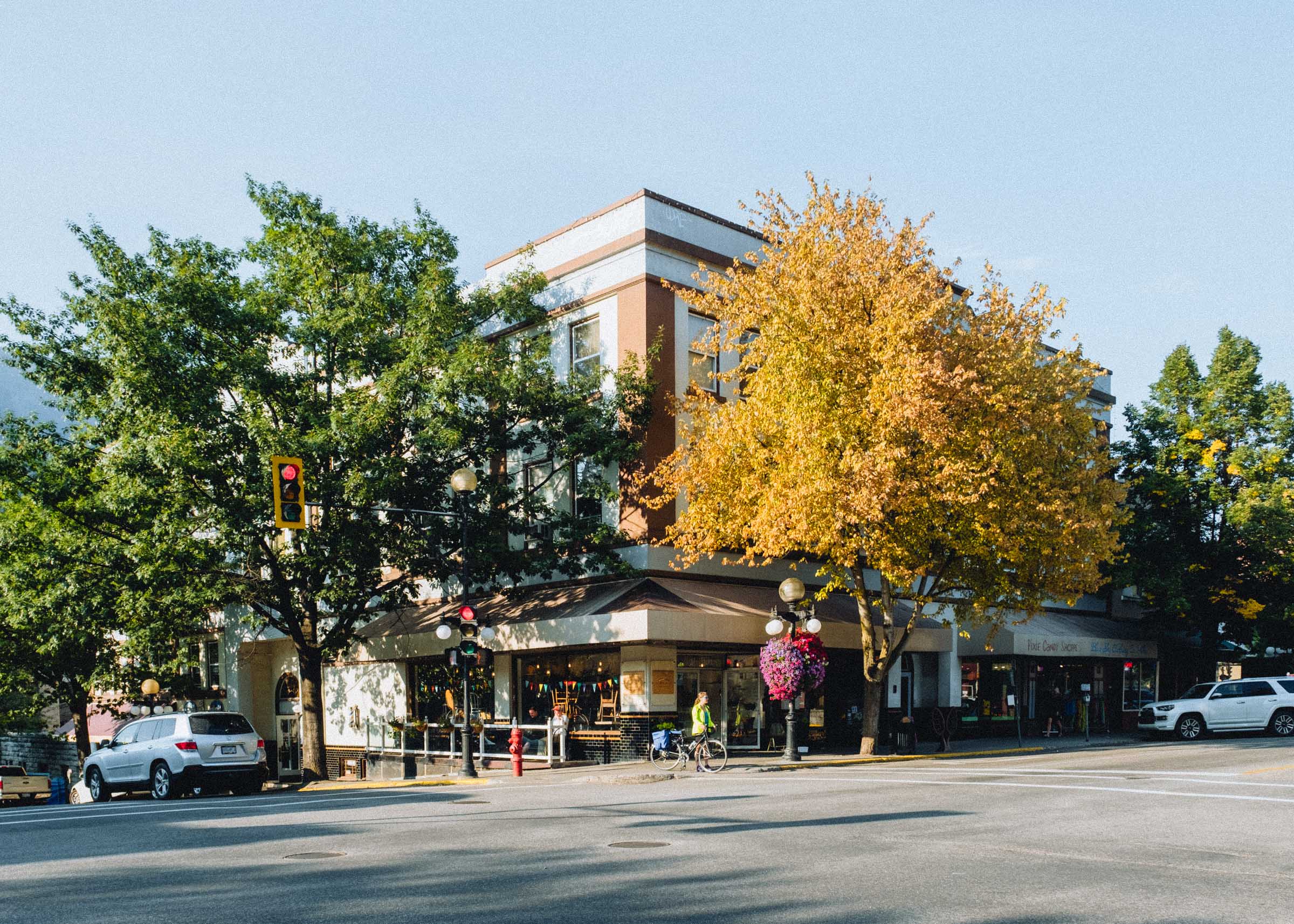 Trees changing colour in historic downtown Nelson BC