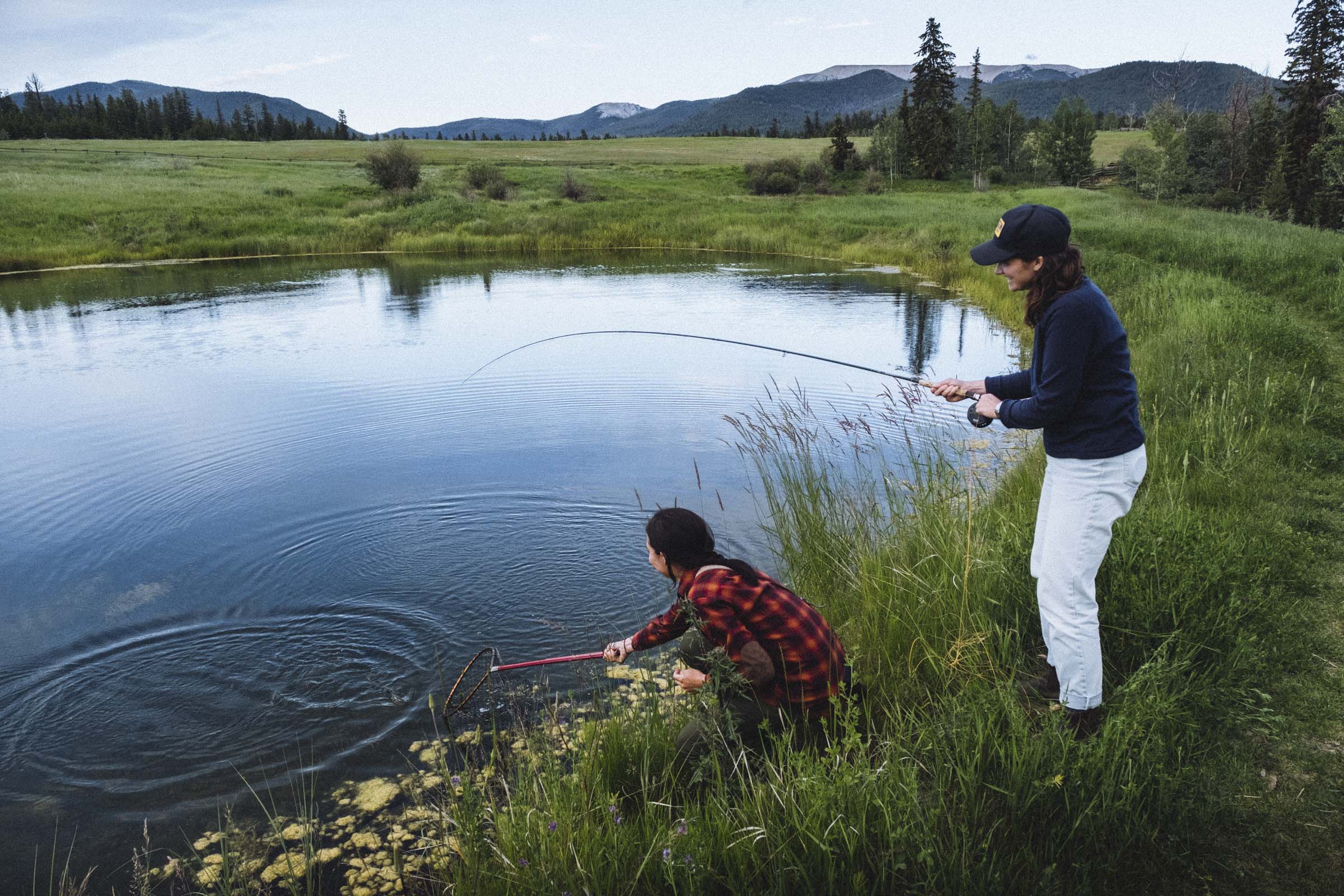 Fly fishing for trout at Echo Valley's little pond