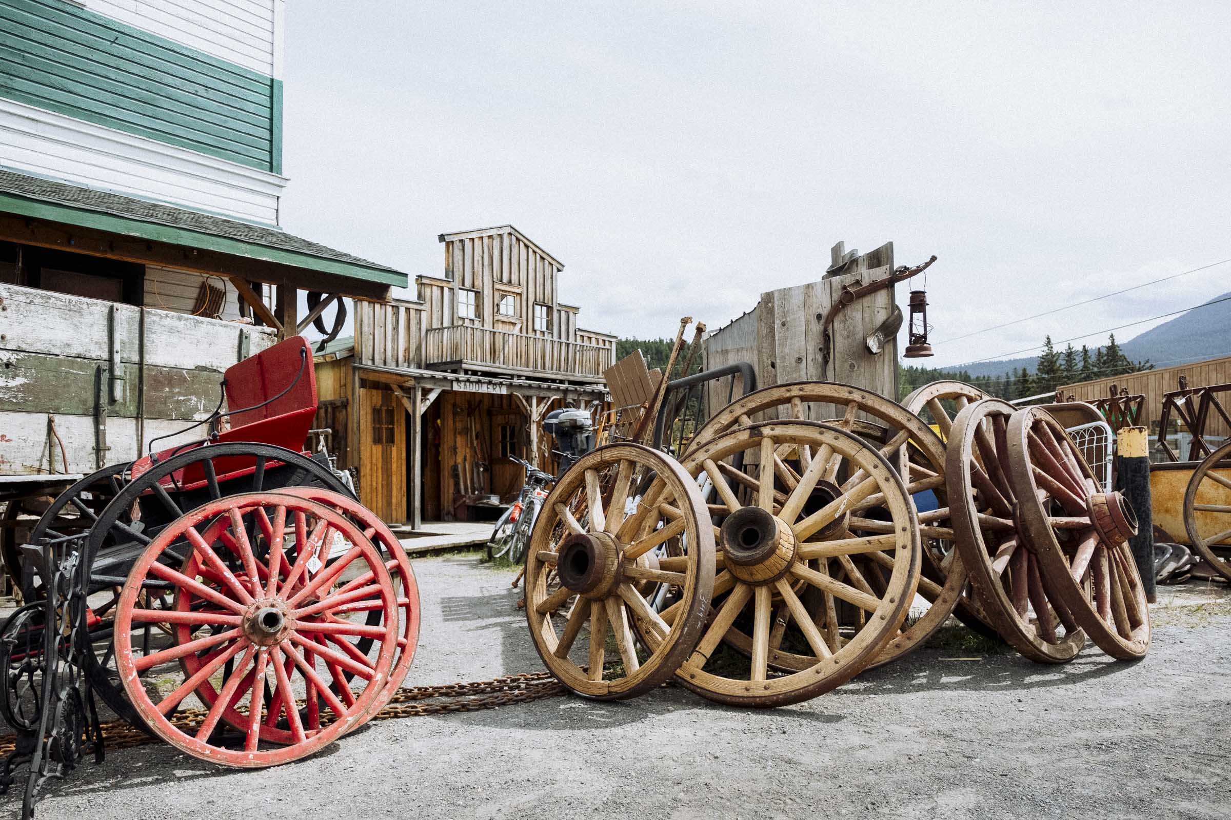 Wagon wheels at the Emporium in Clinton BC