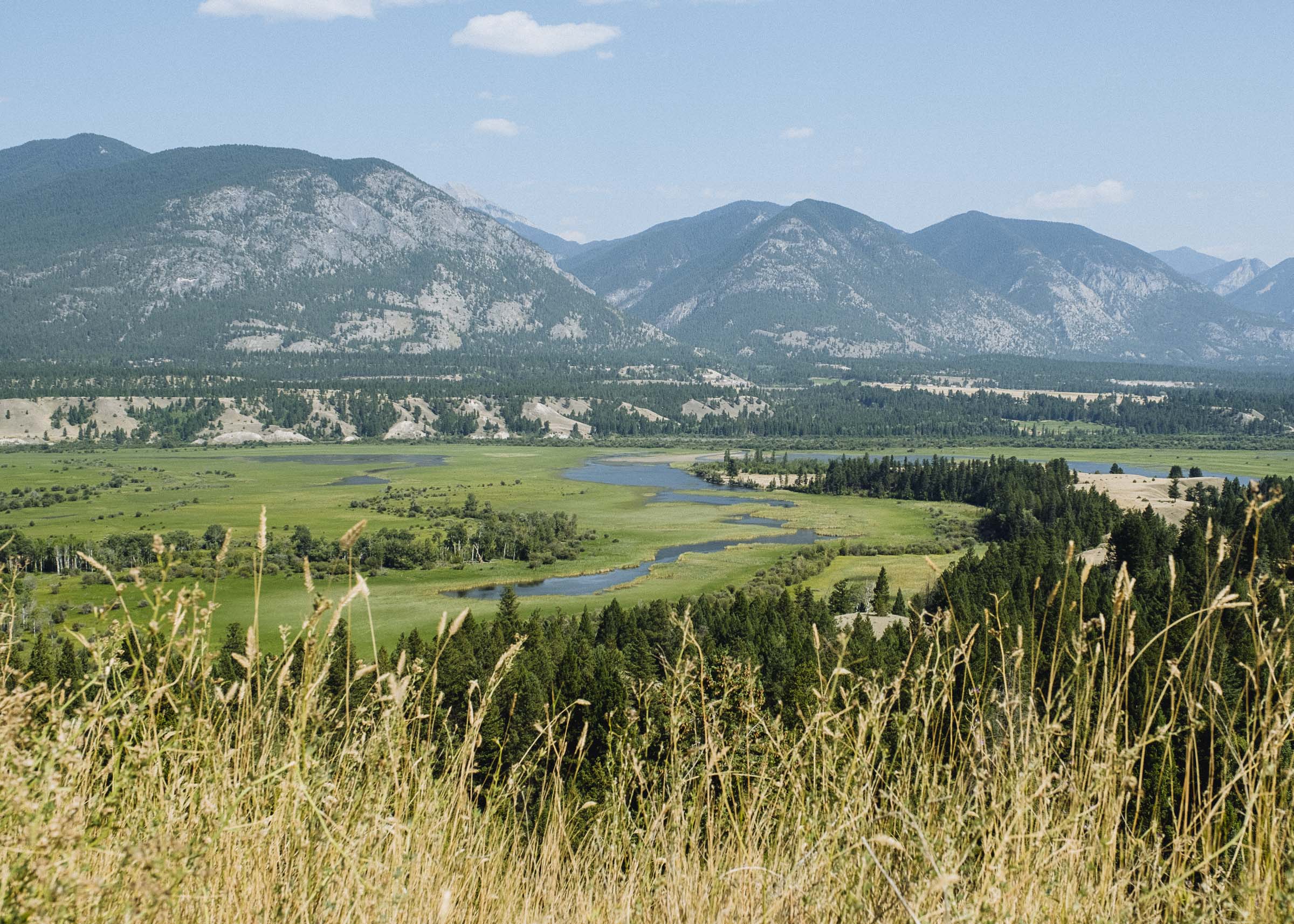 The broad mountainous upper Columbia Valley in the Kootenays
