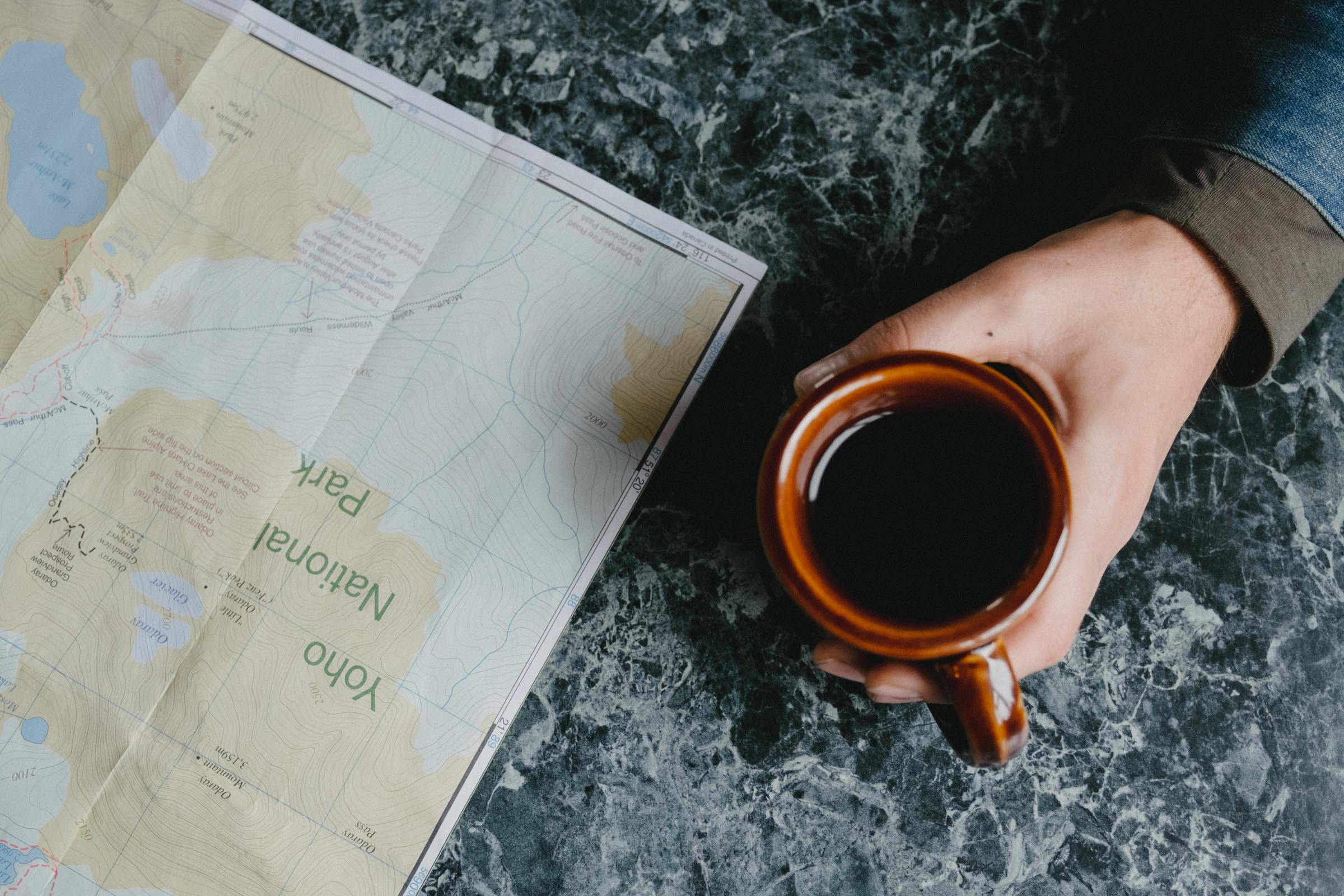 Hot coffee and maps