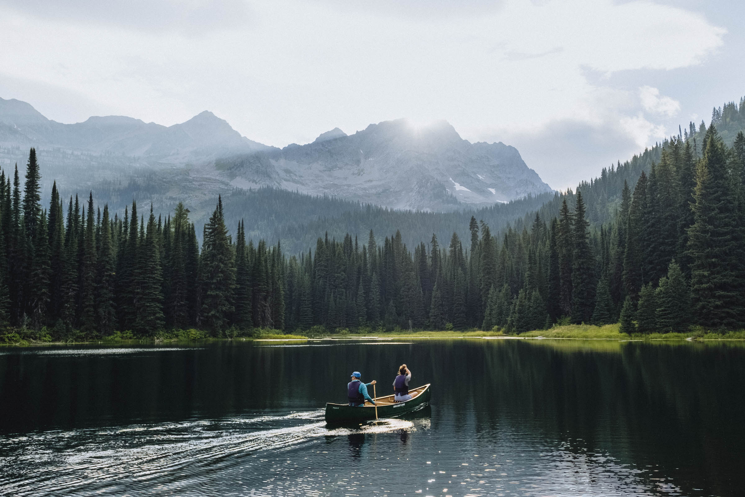 Canoeing on a mountain lake, Fernie BC