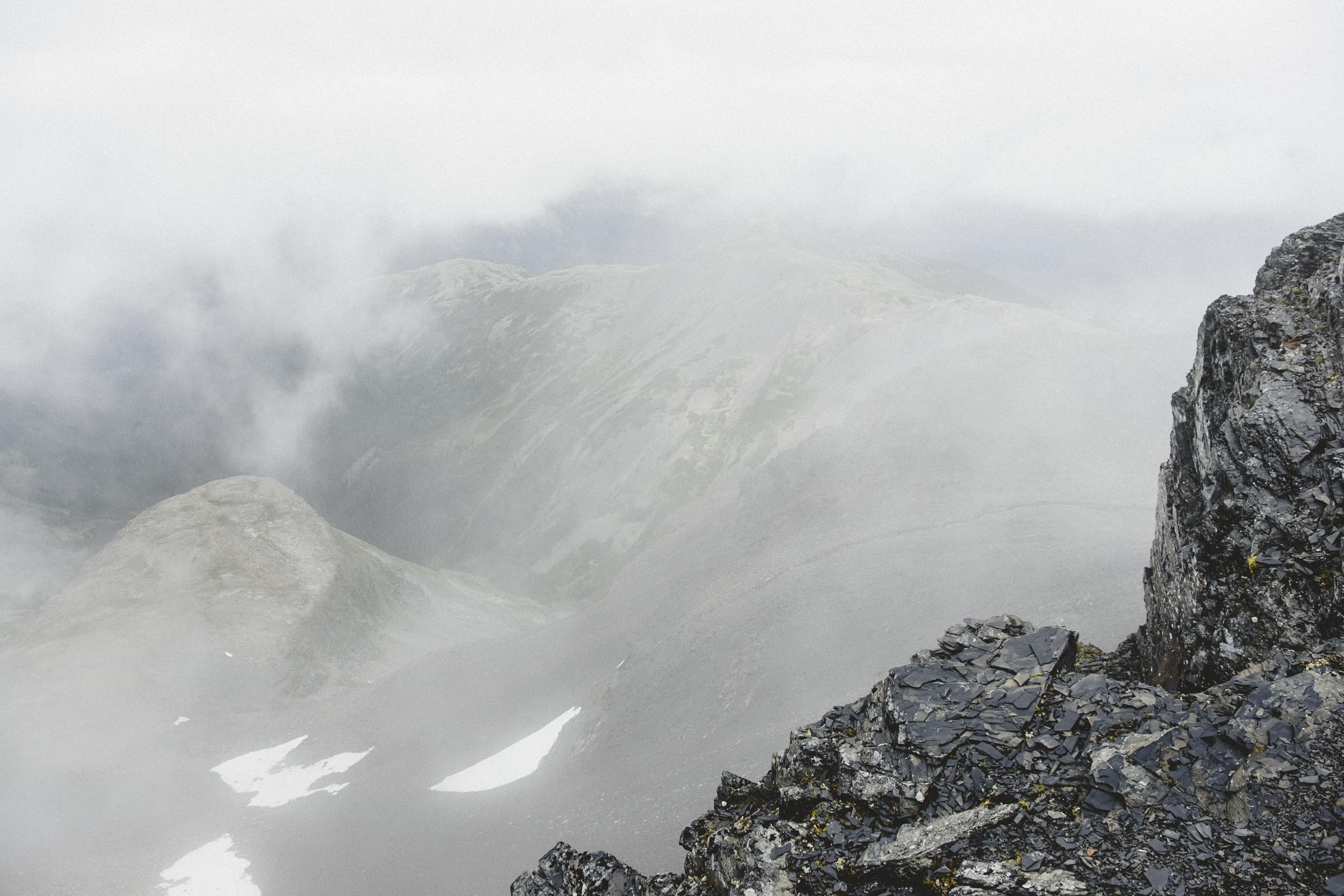 Clouds and fog in the mountain landscape of Gitksan Peak