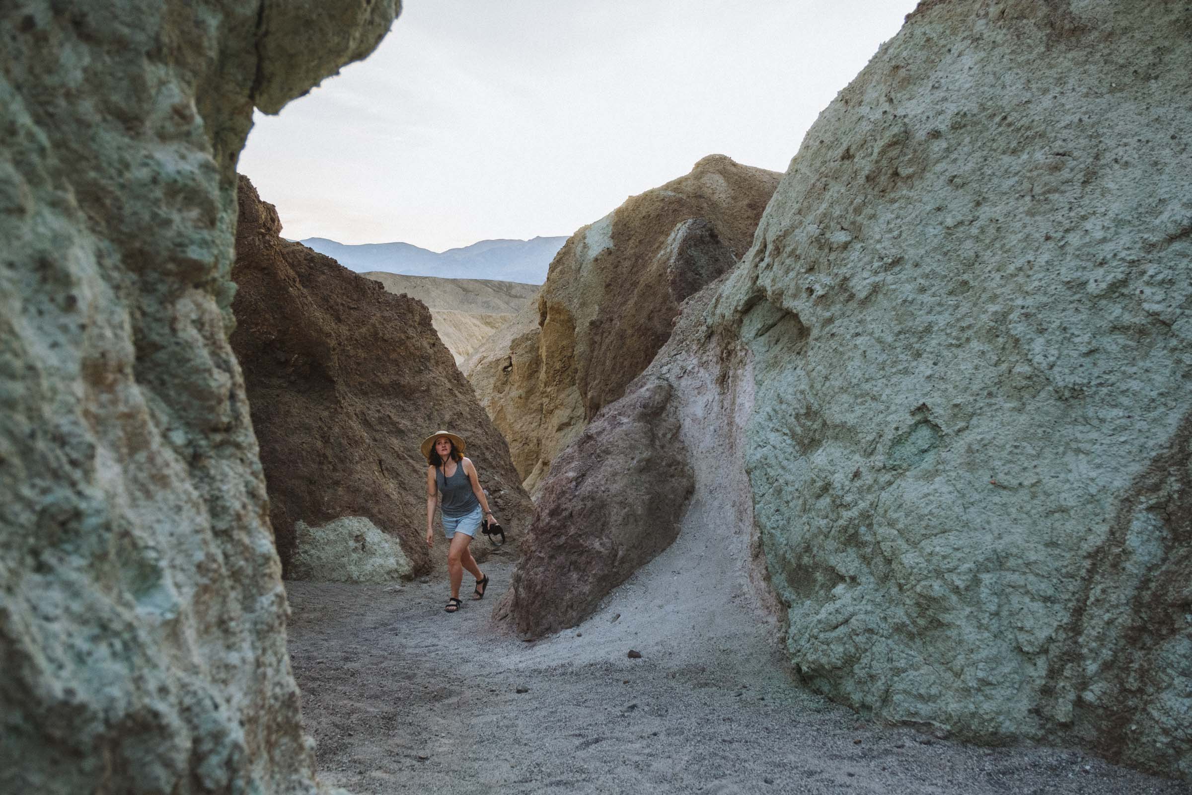 Hiking up the colourful slot canyons of Death Valley