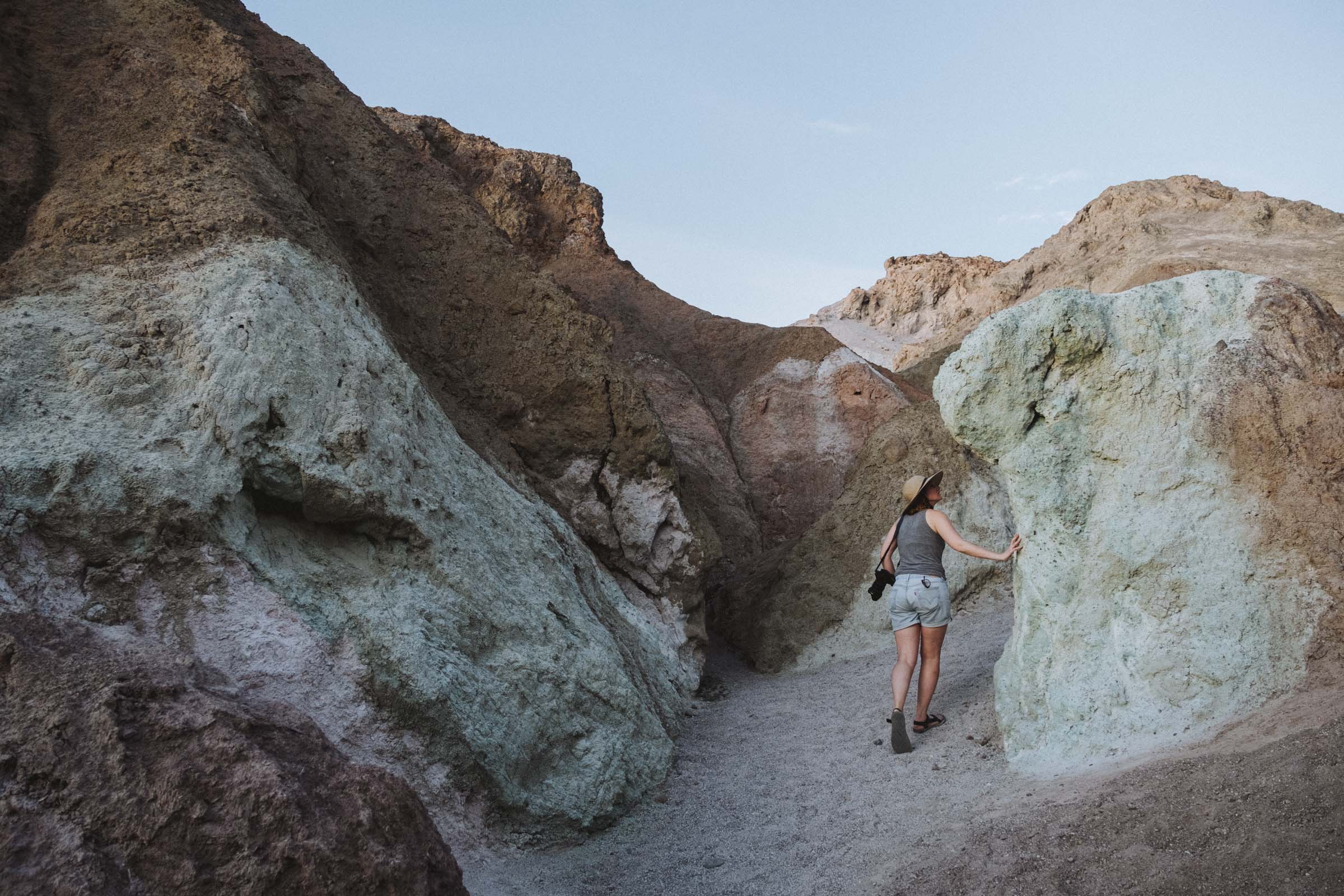 Scrambling up the Artist's Palette in Death Valley