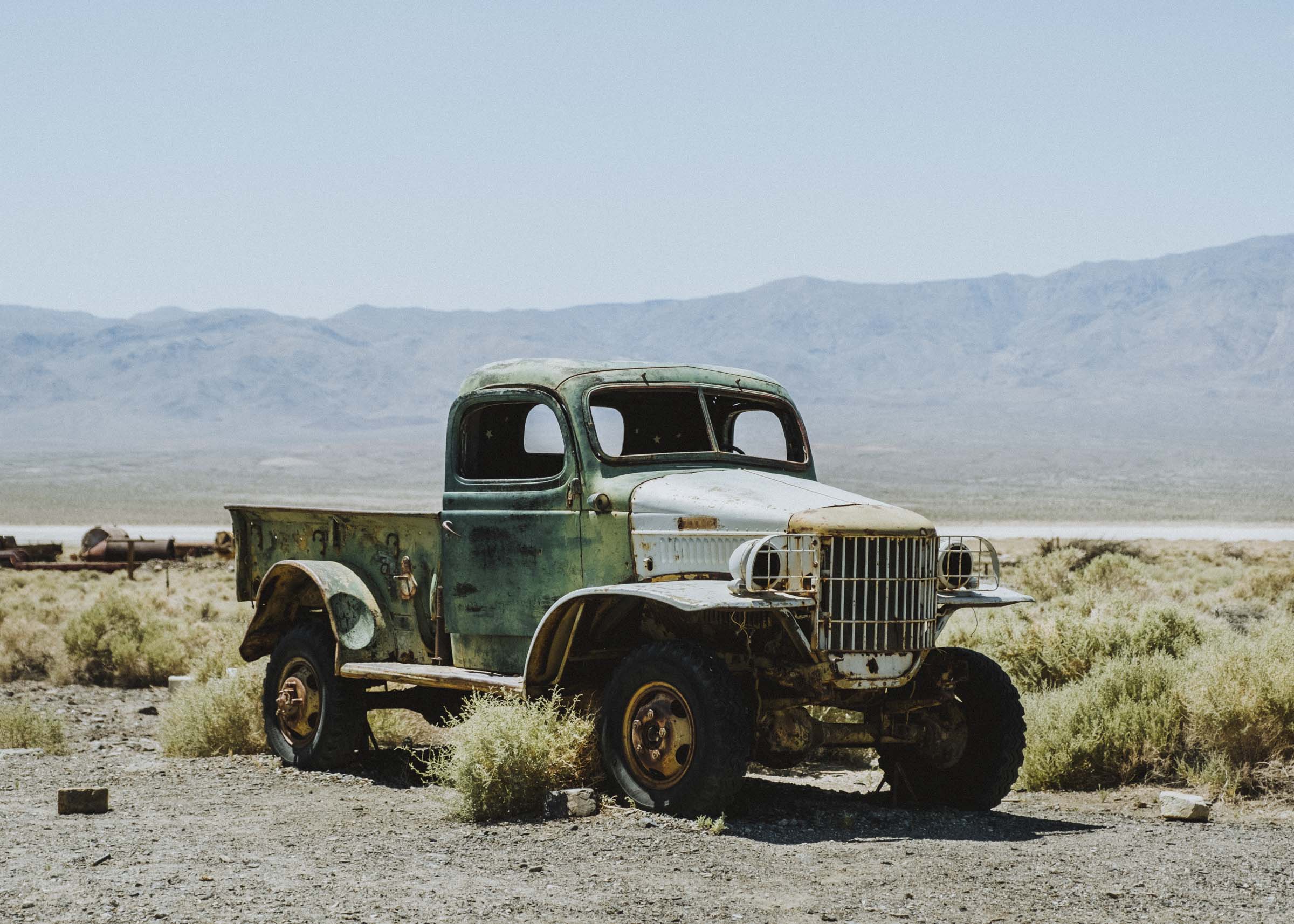 An old truck abandoned in the desert of Death Valley