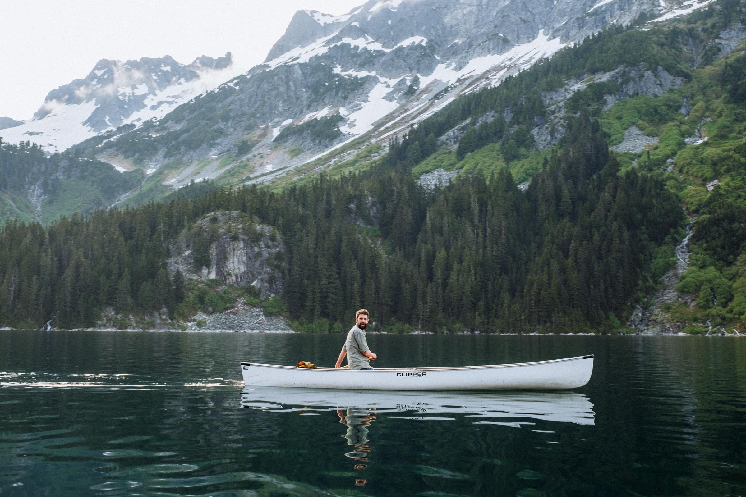 Emanuel Smedbol paddling on Lake Lovely Water