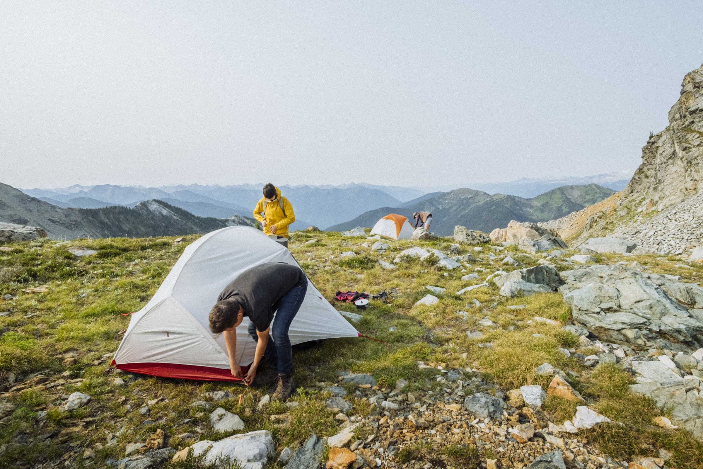 Packing up the tents high in the BC backcountry