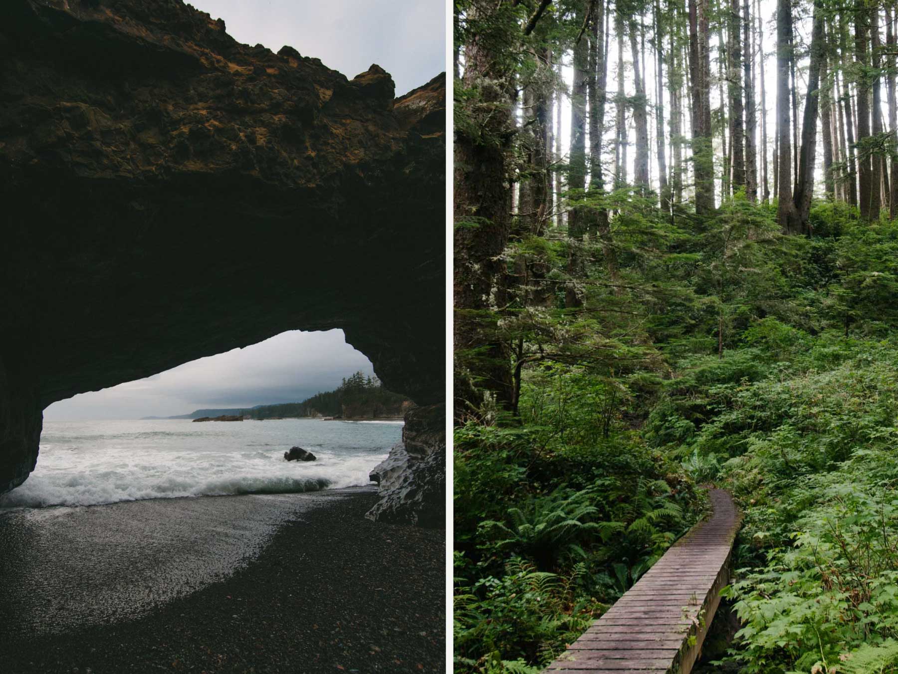 Through sea caves and dark forest tunnels on the West Coast Trail